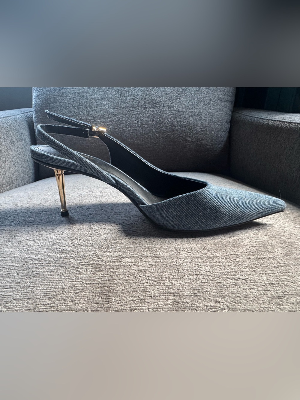 Express Denim 2” Slingback Pumps with Gold Heel - Picture 7 of 11